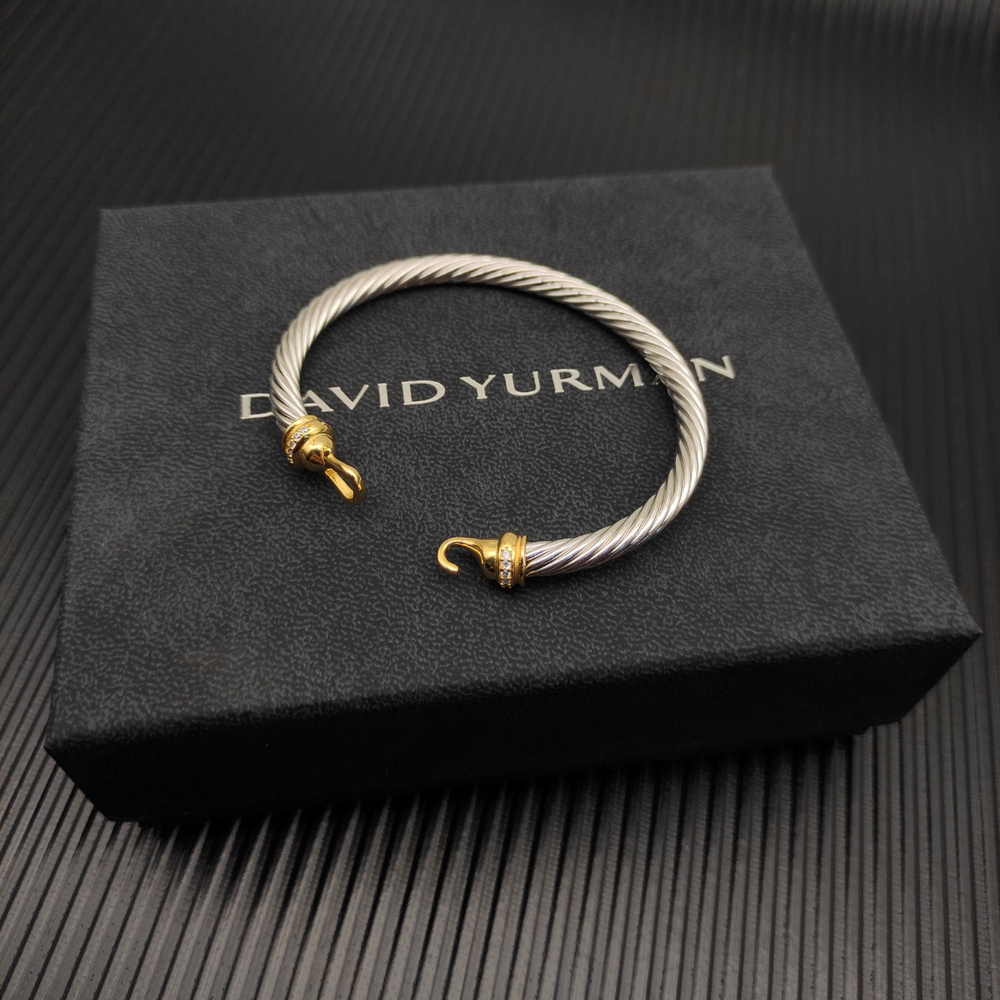 David Yurman 5mm Gold Rhinestone Hook Bracelet - Picture 3 of 7